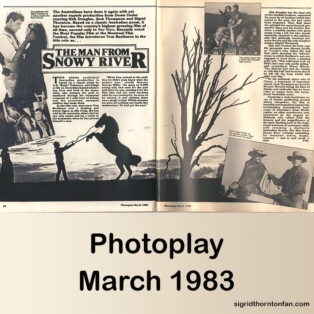 The Man From Snowy River  Photoplay March 1983