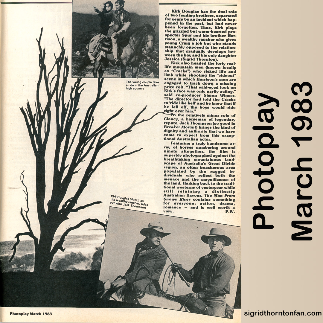 The Man From Snowy River  Photoplay March 1983