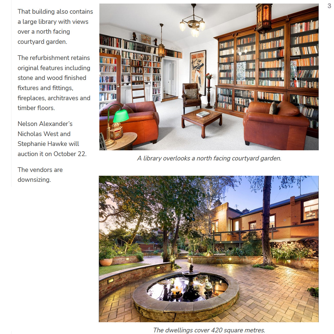 Tom Burstall Sigrid Thornton list distinctive Melbourne home