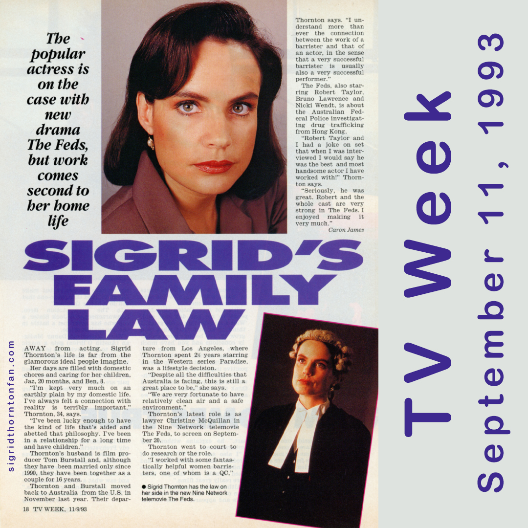 Sigrid Thornton The Feds Tv Week